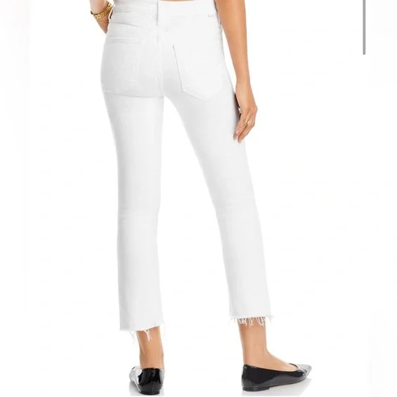 MOTHER The Insider Crop Step Fray in Fairest of them All White Jeans Denim 31 - Picture 8 of 16